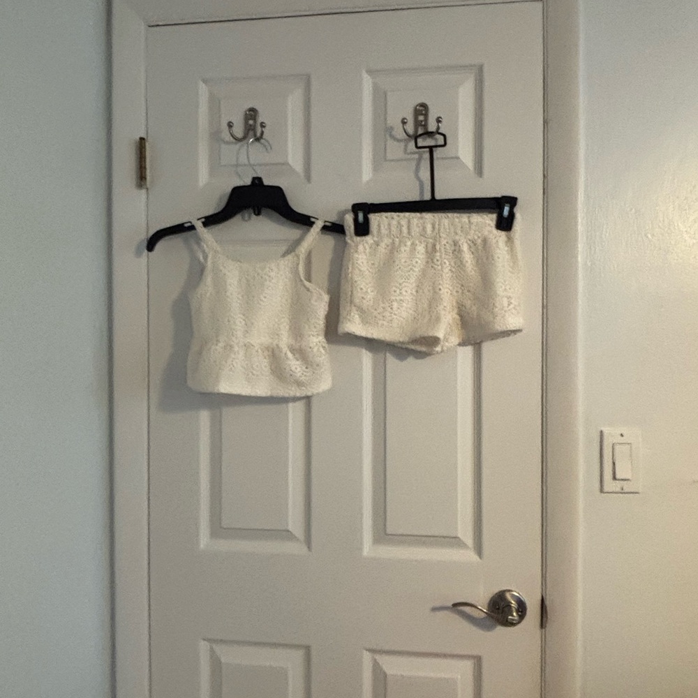 H&M Cream Lace Top and Shorts Set